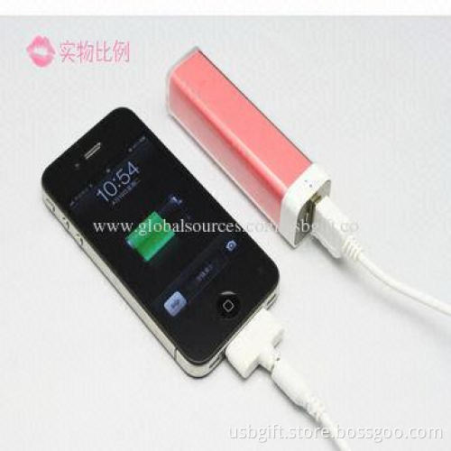 Power bank charger 2,600mAh, lipstick style for iPhone 5S/5C/5G Galaxy Note 3